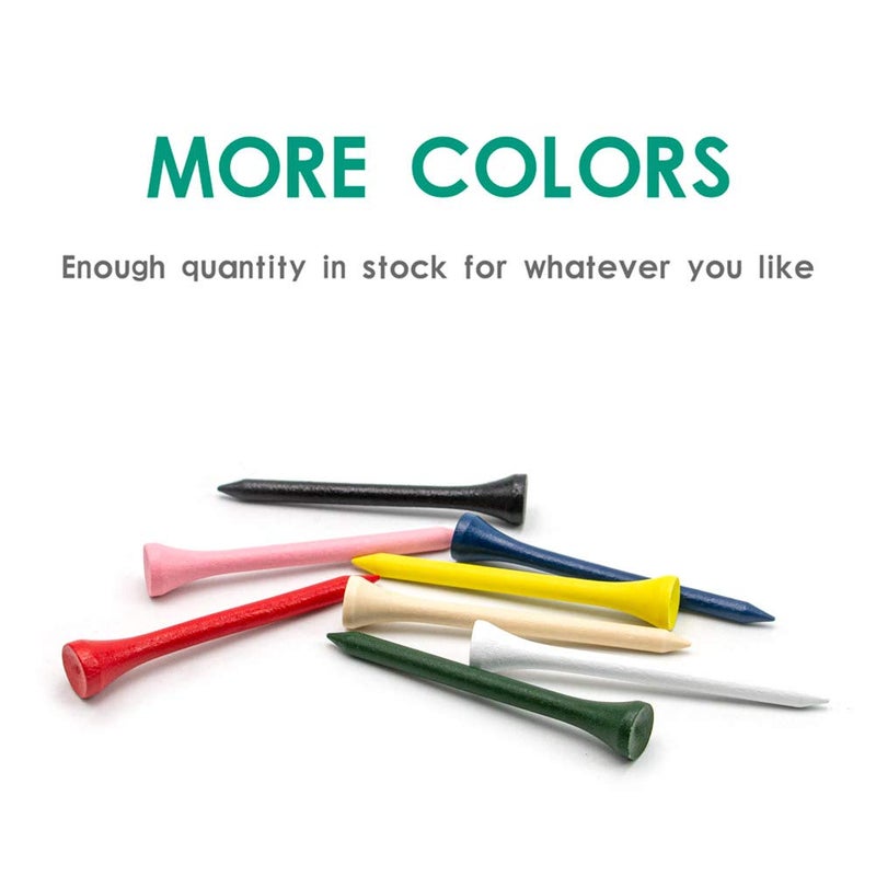 THIODOON Golf Tees Professional Natural Wood Golf Tees Pack of 100, Golfing Tees Multiple Colors Size 3-1/4 inch, 2-3/4 inch or 2-1/8 inch, Tall Tees for Golf Bulk Reduce Side Spin and Friction - Image 3
